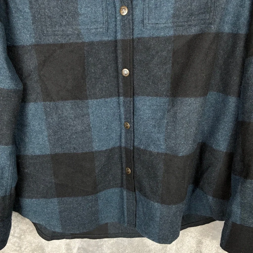 Fjallraven Canada Shirt Women XS Navy Black Plaid Wool Blend Flannel Button Up - Picture 7 of 15